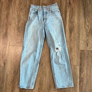 Levi's Light Blue High Rise rib cage straight Jeans